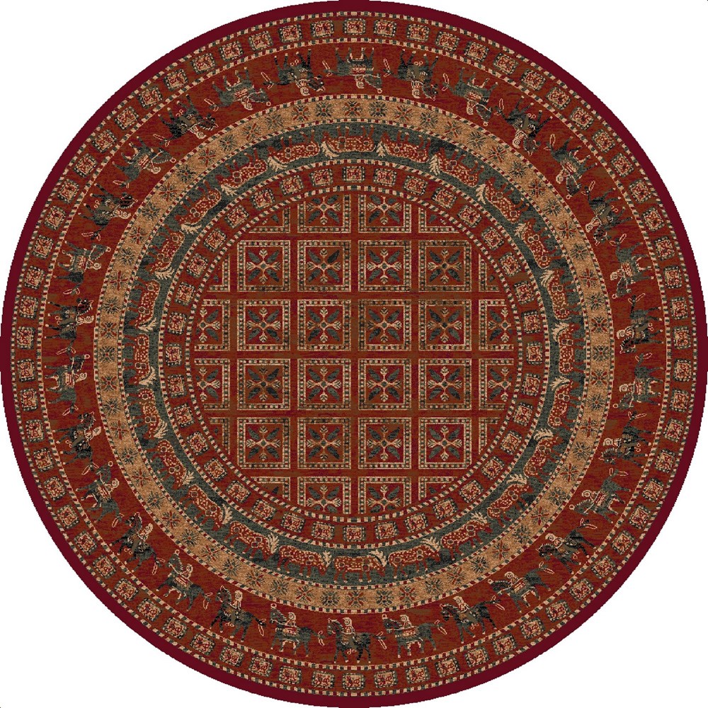 Kashqai Traditional Persian Circle Rugs 4301 300 in Red